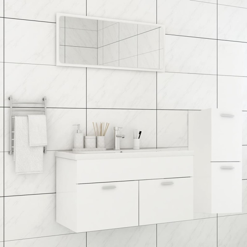 vidaXL Juego de muebles de baño madera de ingeniería blanco