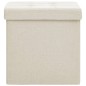 vidaXL Taburete con almacenaje plegable lino sintético crema blanco vidaXL Taburete con almacenaje plegable lino sintético crema blanco