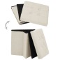 vidaXL Taburete con almacenaje plegable lino sintético crema blanco vidaXL Taburete con almacenaje plegable lino sintético crema blanco