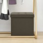 vidaXL Taburete plegable con almacenaje lino sintético marrón oscuro vidaXL Taburete plegable con almacenaje lino sintético marrón oscuro