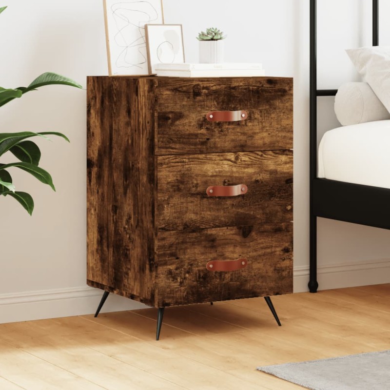 vidaXL Mesita de noche madera de ingeniería roble ahumado 40x40x66 cm vidaXL Mesita de noche madera de ingeniería roble ahumado 40x40x66 cm