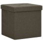 vidaXL Taburete plegable con almacenaje lino sintético marrón oscuro vidaXL Taburete plegable con almacenaje lino sintético marrón oscuro