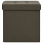 vidaXL Taburete plegable con almacenaje lino sintético marrón oscuro vidaXL Taburete plegable con almacenaje lino sintético marrón oscuro