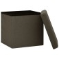 vidaXL Taburete plegable con almacenaje lino sintético marrón oscuro vidaXL Taburete plegable con almacenaje lino sintético marrón oscuro