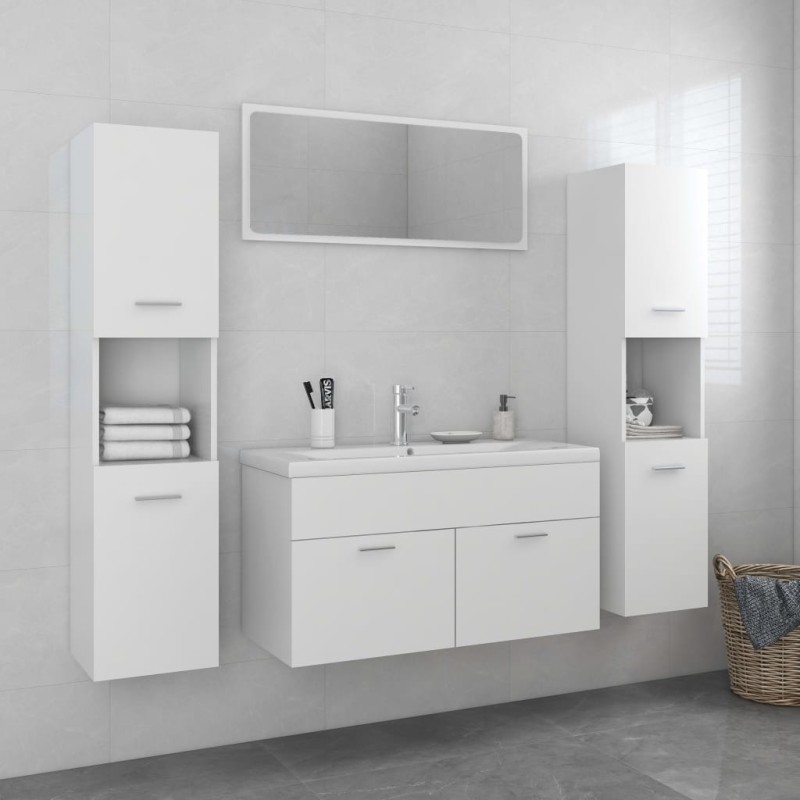 vidaXL Juego de muebles de baño madera de ingeniería blanco vidaXL Juego de muebles de baño madera de ingeniería blanco