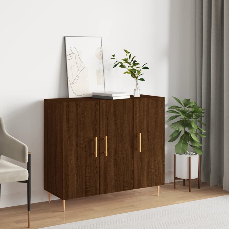 vidaXL Aparador de madera de ingeniería marrón roble 90x34x80 cm vidaXL Aparador de madera de ingeniería marrón roble 90x34x80 cm