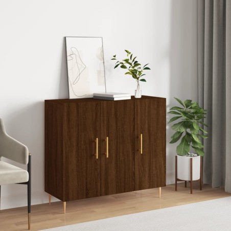 vidaXL Aparador de madera de ingeniería marrón roble 90x34x80 cm