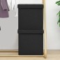 vidaXL Taburetes de almacenaje plegables 2 uds lino sintético negro vidaXL Taburetes de almacenaje plegables 2 uds lino sintético negro