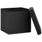 vidaXL Taburetes de almacenaje plegables 2 uds lino sintético negro vidaXL Taburetes de almacenaje plegables 2 uds lino sintético negro
