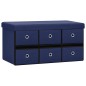 vidaXL Banco de almacenaje plegable lino sintético azul 76x38x38 cm vidaXL Banco de almacenaje plegable lino sintético azul 76x38x38 cm