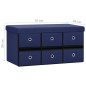vidaXL Banco de almacenaje plegable lino sintético azul 76x38x38 cm vidaXL Banco de almacenaje plegable lino sintético azul 76x38x38 cm