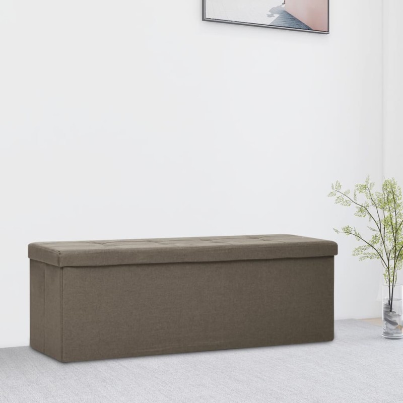 vidaXL Banco de almacenamiento plegable lino sintético marrón vidaXL Banco de almacenamiento plegable lino sintético marrón