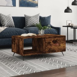 vidaXL Mesa de centro madera contrachapada roble ahumado 90x50x40 cm