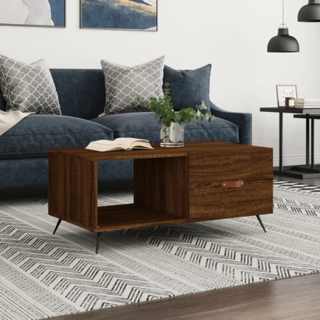 vidaXL Mesa de centro madera contrachapada roble marrón 90x50x40 cm