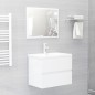 vidaXL Juego de muebles de baño madera de ingeniería blanco brillo vidaXL Juego de muebles de baño madera de ingeniería blanco brillo