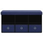 vidaXL Banco de almacenaje plegable lino sintético azul 76x38x38 cm vidaXL Banco de almacenaje plegable lino sintético azul 76x38x38 cm