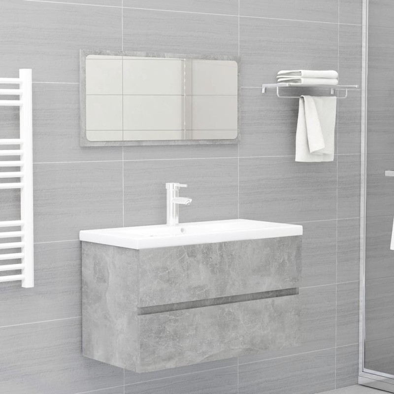 vidaXL Juego de muebles de baño madera de ingeniería gris hormigón