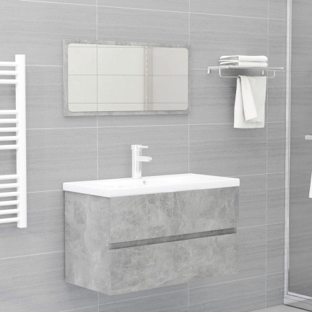 vidaXL Juego de muebles de baño madera de ingeniería gris hormigón