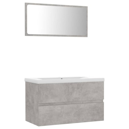 vidaXL Juego de muebles de baño madera de ingeniería gris hormigón
