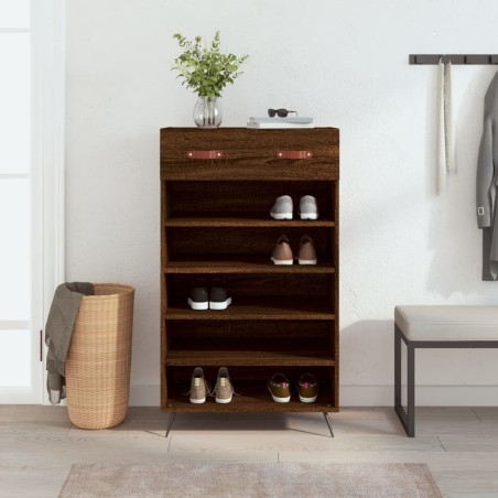 vidaXL Zapatero madera de ingeniería roble marrón 60x35x105 cm