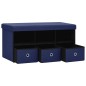 vidaXL Banco de almacenaje plegable lino sintético azul 76x38x38 cm vidaXL Banco de almacenaje plegable lino sintético azul 76x38x38 cm