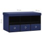 vidaXL Banco de almacenaje plegable lino sintético azul 76x38x38 cm vidaXL Banco de almacenaje plegable lino sintético azul 76x38x38 cm