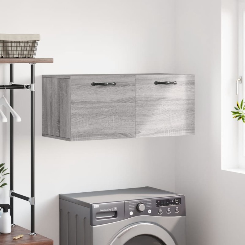 vidaXL Armario de pared madera de ingeniería gris Sonoma 80x36,5x35 cm