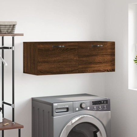 vidaXL Armario de pared madera ingeniería marrón roble 100x36,5x35 cm