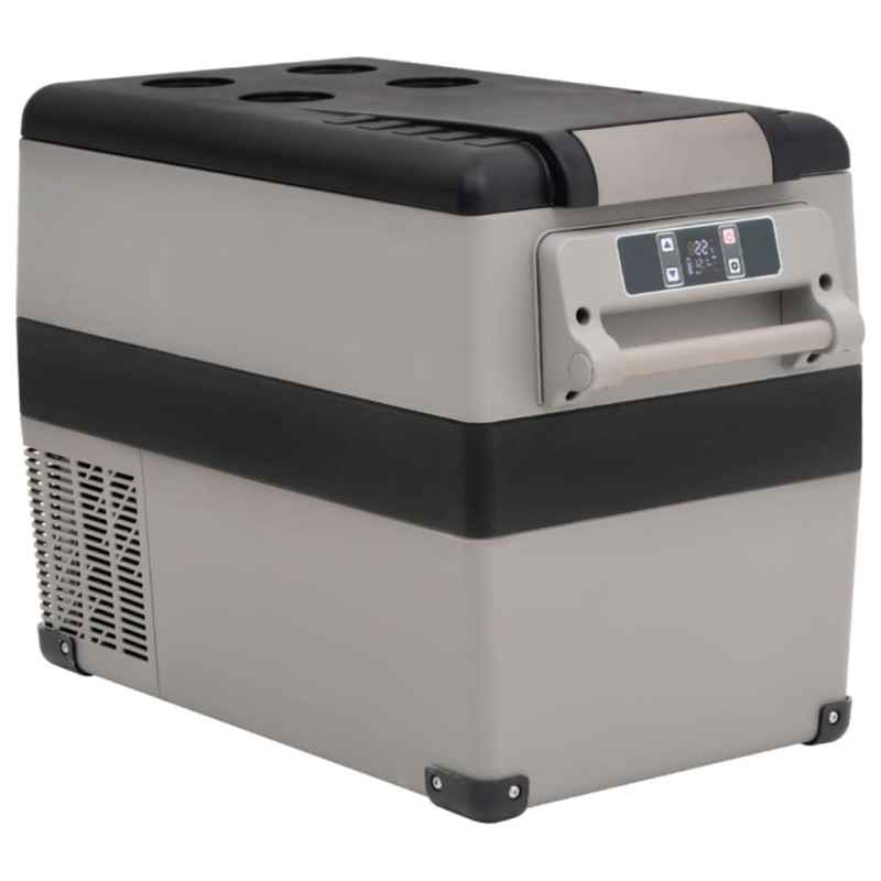 vidaXL Nevera con asa PP y PE negro y gris 55 L vidaXL Nevera con asa PP y PE negro y gris 55 L
