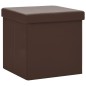 vidaXL Taburetes de almacenaje plegables 2 uds marrón PVC vidaXL Taburetes de almacenaje plegables 2 uds marrón PVC