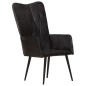 vidaXL Sillón orejero de cuero auténtico negro canela vidaXL Sillón orejero de cuero auténtico negro canela