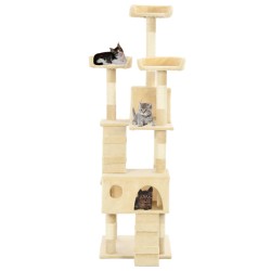 vidaXL Rascador para gatos poste rascador de sisal 170 cm beige