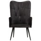 vidaXL Sillón orejero de cuero auténtico negro canela vidaXL Sillón orejero de cuero auténtico negro canela