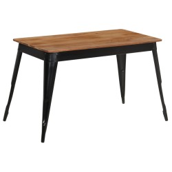 vidaXL Mesa de comedor de madera de acacia maciza y acero 120x60x76 cm