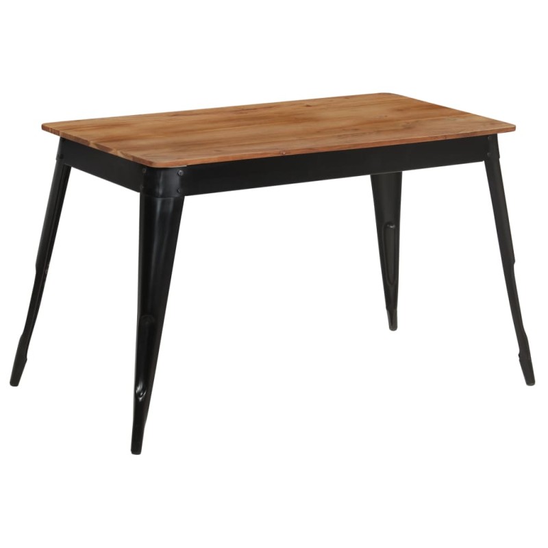 vidaXL Mesa de comedor de madera de acacia maciza y acero 120x60x76 cm vidaXL Mesa de comedor de madera de acacia maciza y acero 120x60x76 cm