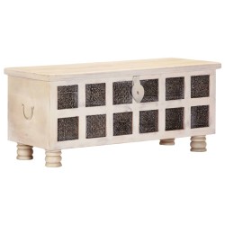vidaXL Caja de almacenaje madera maciza de acacia 110x40x45 cm blanco