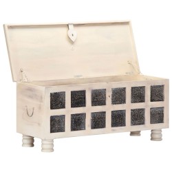 vidaXL Caja de almacenaje madera maciza de acacia 110x40x45 cm blanco
