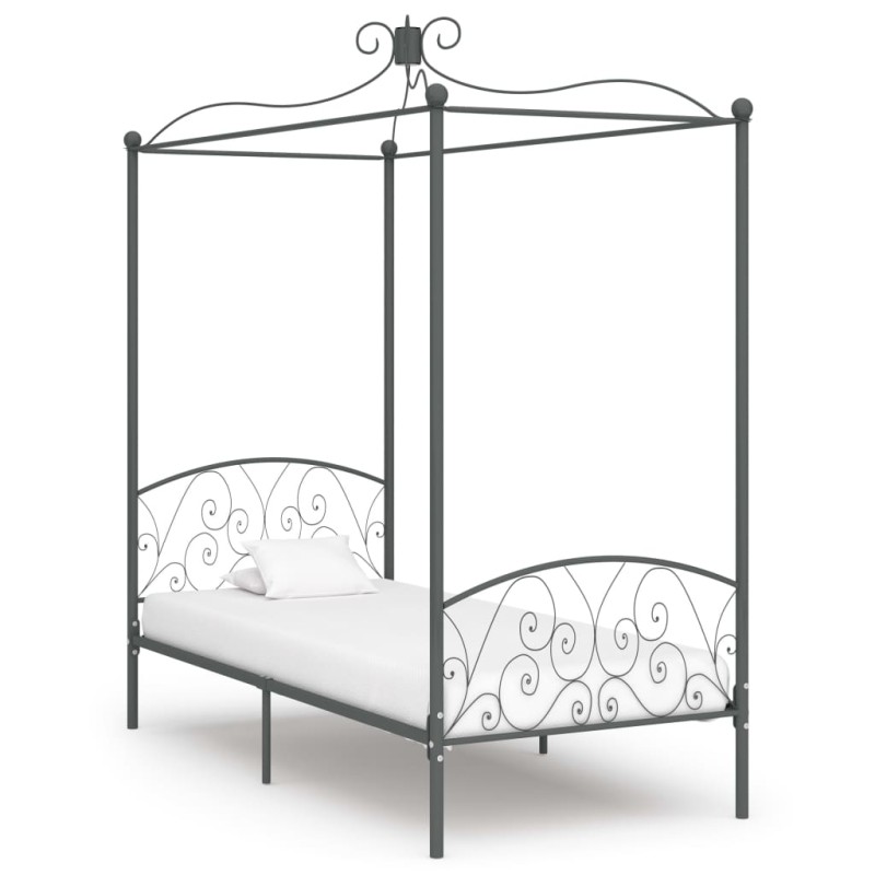 vidaXL Estructura de cama con dosel metal gris 100x200 cm vidaXL Estructura de cama con dosel metal gris 100x200 cm