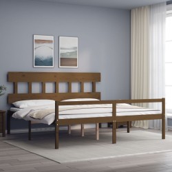 vidaXL Cama personas mayores cabecero madera marrón miel 200x200 cm