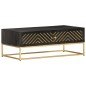 vidaXL Mesa de centro madera maciza de mango negro y dorado 90x50x35cm vidaXL Mesa de centro madera maciza de mango negro y dorado 90x50x35cm