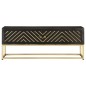 vidaXL Mesa de centro madera maciza de mango negro y dorado 90x50x35cm vidaXL Mesa de centro madera maciza de mango negro y dorado 90x50x35cm