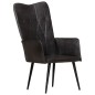 vidaXL Sillón orejero de cuero auténtico negro canela vidaXL Sillón orejero de cuero auténtico negro canela