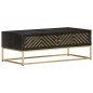 vidaXL Mesa de centro madera maciza de mango negro y dorado 90x50x35cm vidaXL Mesa de centro madera maciza de mango negro y dorado 90x50x35cm