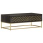 vidaXL Mesa de centro madera maciza de mango negro y dorado 90x50x35cm vidaXL Mesa de centro madera maciza de mango negro y dorado 90x50x35cm