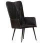 vidaXL Sillón orejero de cuero auténtico negro canela vidaXL Sillón orejero de cuero auténtico negro canela