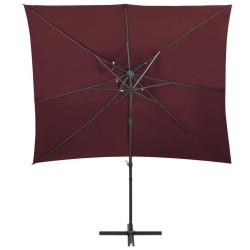 vidaXL Sombrilla voladiza con cubierta doble burdeos 250x250 cm