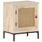 vidaXL Mesita de noche madera maciza mango y caña natural 40x30x50 cm vidaXL Mesita de noche madera maciza mango y caña natural 40x30x50 cm
