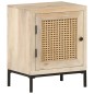 vidaXL Mesita de noche madera maciza mango y caña natural 40x30x50 cm vidaXL Mesita de noche madera maciza mango y caña natural 40x30x50 cm