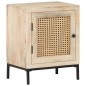 vidaXL Mesita de noche madera maciza mango y caña natural 40x30x50 cm vidaXL Mesita de noche madera maciza mango y caña natural 40x30x50 cm