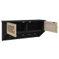 vidaXL Perchero de pared madera contrachapada negro y ratán natural